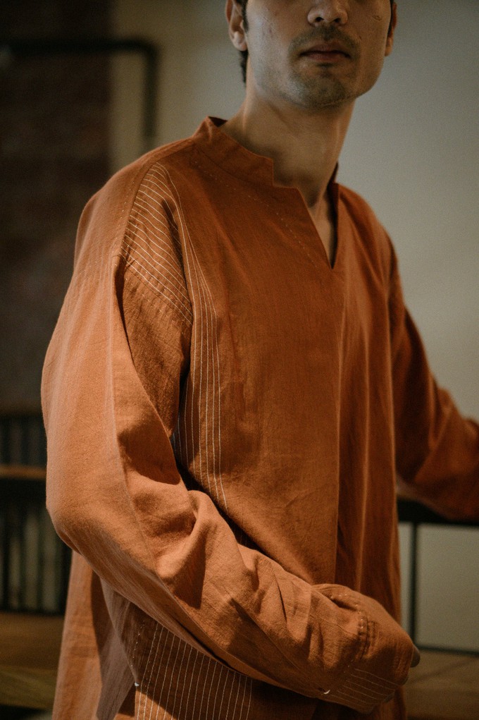 Effortless Edit Stitch Lines Shirt - Rust from Lafaani