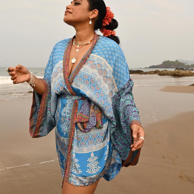 If Saris Could Talk Kimono- Blue Capri from Loft & Daughter
