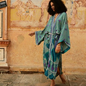 If Saris Could Talk Maxi Kimono- Electric Lotus from Loft & Daughter