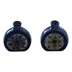 Small Flower Vases Blue - Stoneware - Handmade & Fairtrade from Quetzal Artisan