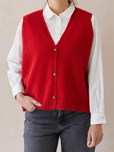 Button Up Vest | Red via ROVE