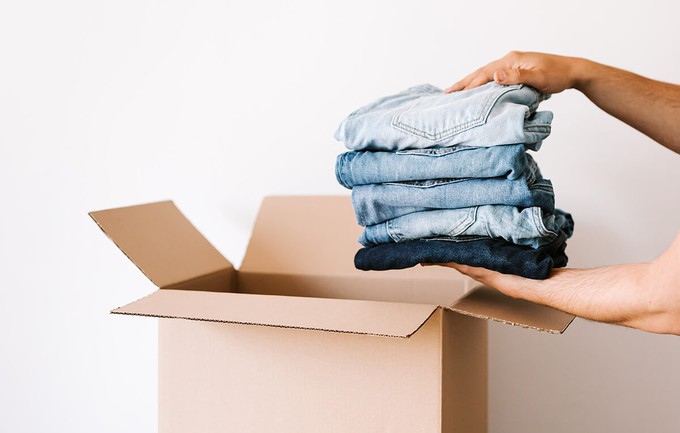 Clothes being sent back through a take back scheme in fashion