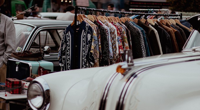 A market with vintage sustainable fashion