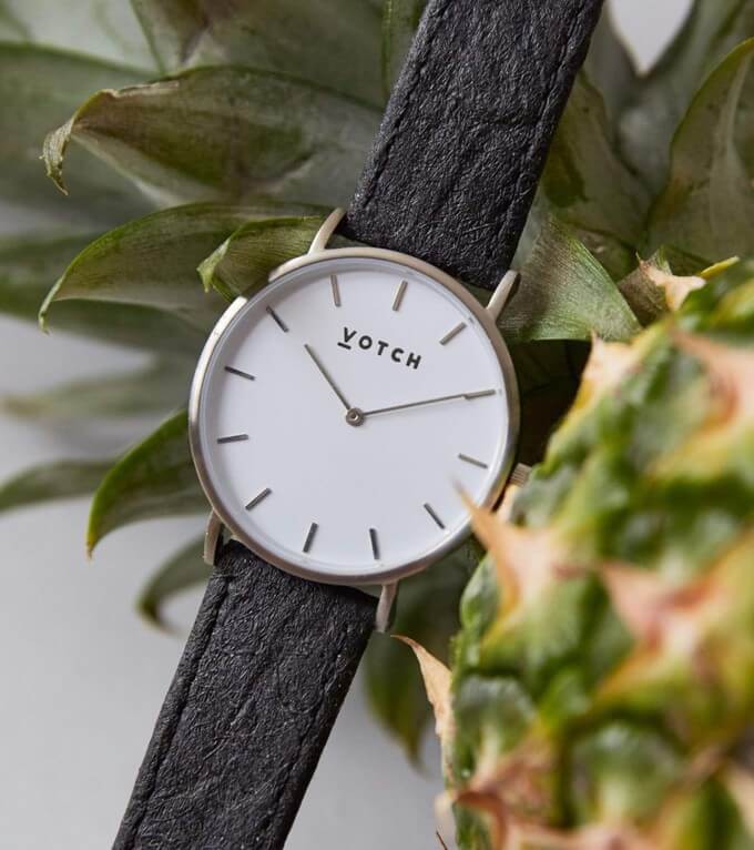 A vegan leather watch as a sustainable gift idea for him