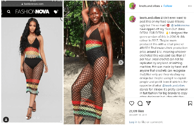Example of fast fashion and racism - A brand copying the tyle of a POC designer