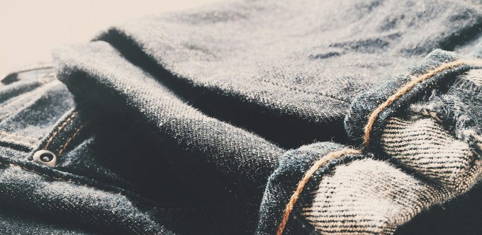 A type of denim jeans, folded