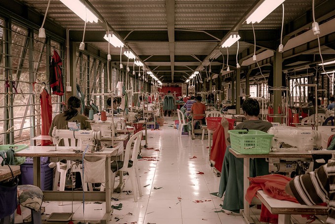 Garment workers in a clothing factory