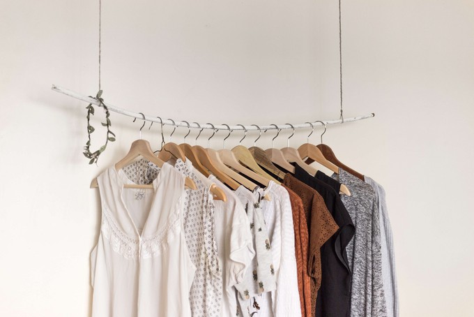 Rack with sustainable clothes