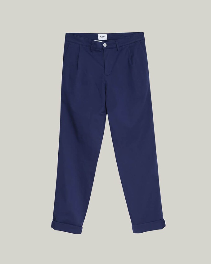 Pantalon Chino pleated chino pants navy by Klow