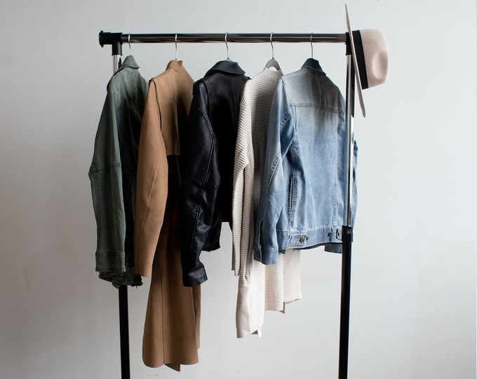 Rack with sustainable fashion clothes