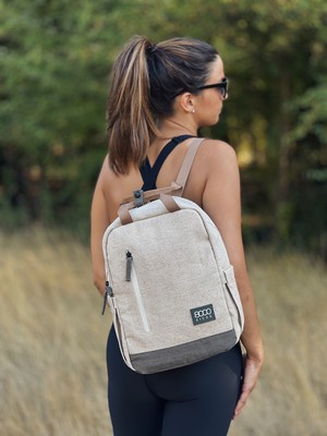 Small Hemp Backpack in Beige and Green from 8000kicks