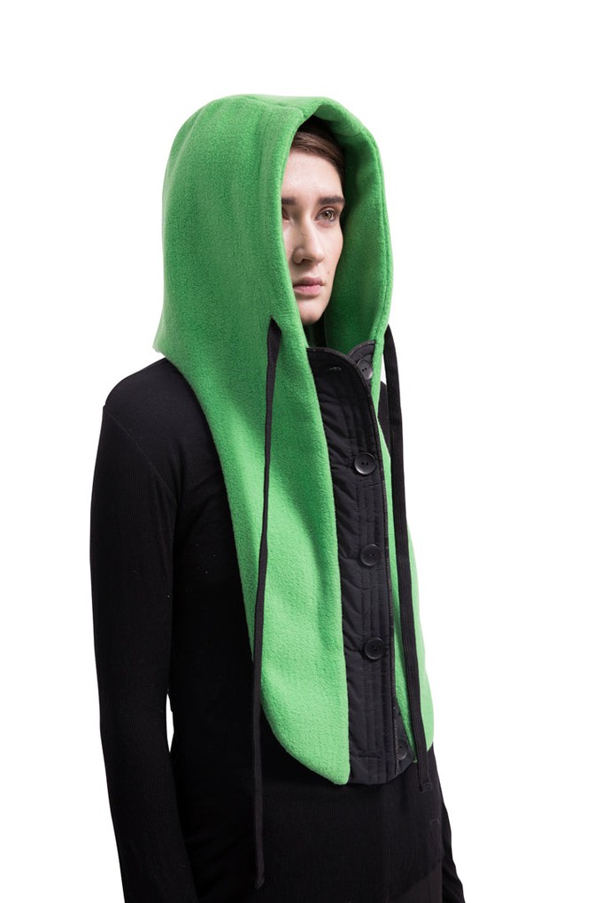 Plush Poison Green Slip-in Hood - deadstock from AFKA