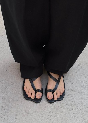 Dawn Black Leather Sandals from Alohas