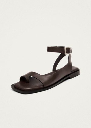 Tebas Brown Leather Sandals from Alohas