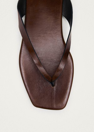 Ola Rift Brown Leather Sandals from Alohas