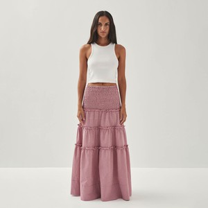 Atenea Checks Burgundy Skirt from Alohas
