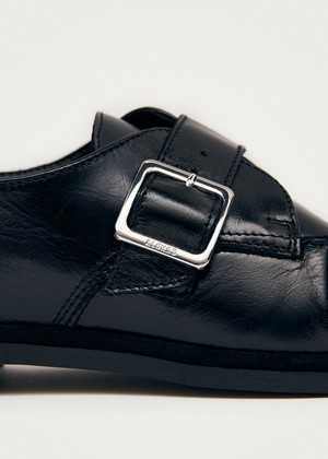 Brandy Black Leather Loafers from Alohas