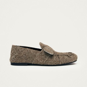 Aeryn Suede Fuzzy Khaki Leather Loafers from Alohas