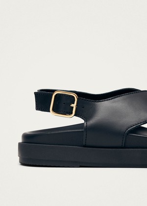Nico Black Leather Sandals from Alohas