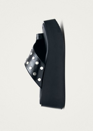 Nova Studs Black Leather Sandals from Alohas