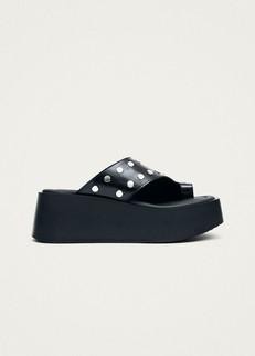 Nova Studs Black Leather Sandals via Alohas