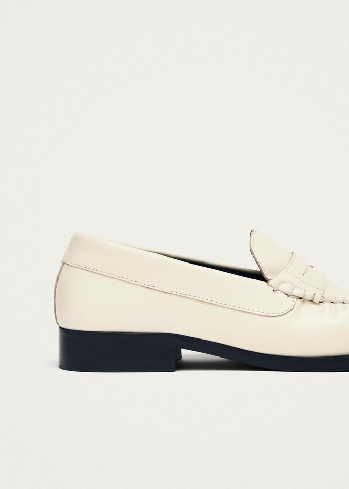 Rivet Cream Leather Loafers from Alohas