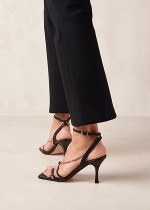 Straps Chain Black Leather Sandals from Alohas