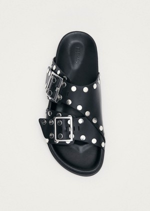 Alba Studs Black Leather Sandals from Alohas