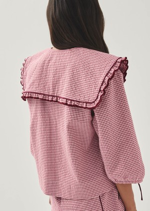 Airi Checks Burgundy Blouse from Alohas