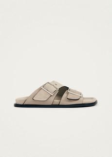 Alba Suede Beige Leather Sandals via Alohas