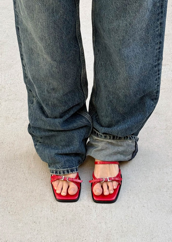 Liko Rift Red Leather Sandals from Alohas