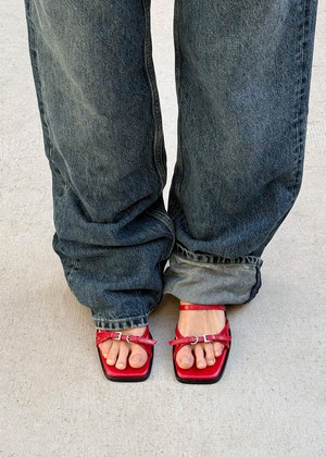 Liko Rift Red Leather Sandals from Alohas