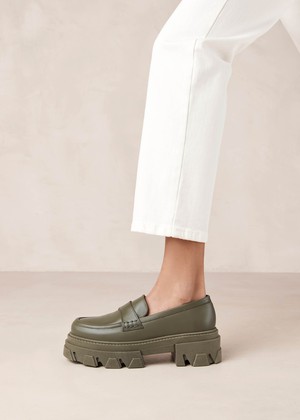 Trailblazer Green Leather Loafers from Alohas