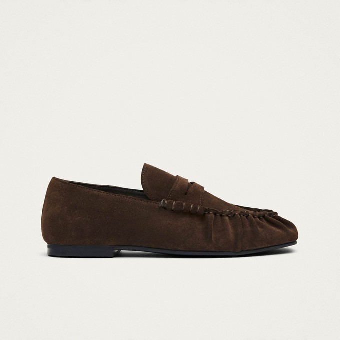 Aven Suede Brown Leather Loafers from Alohas
