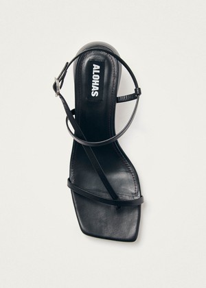 Magali Black Leather Sandals from Alohas
