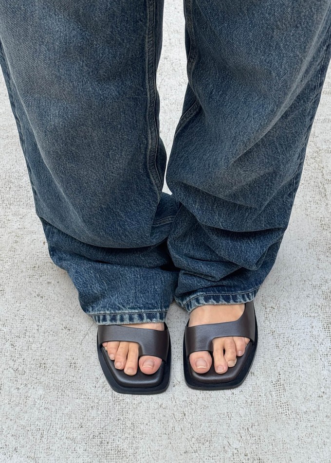 Tebas Brown Leather Sandals from Alohas