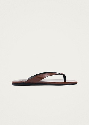 Ola Rift Brown Leather Sandals from Alohas