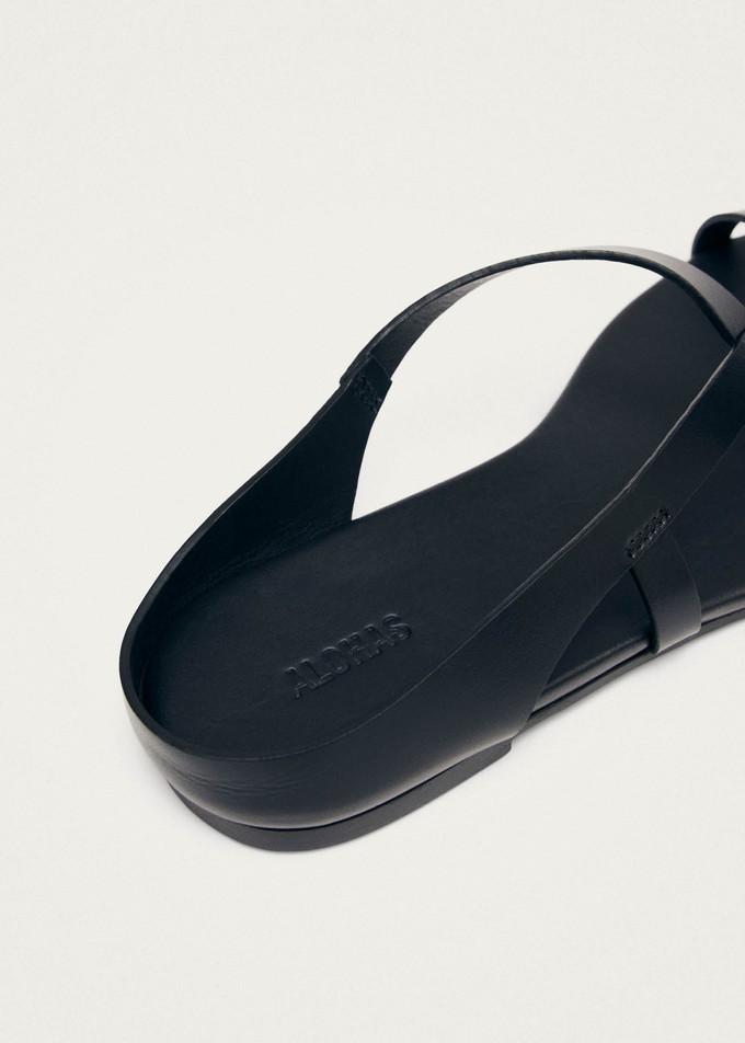 Dawn Black Leather Sandals from Alohas