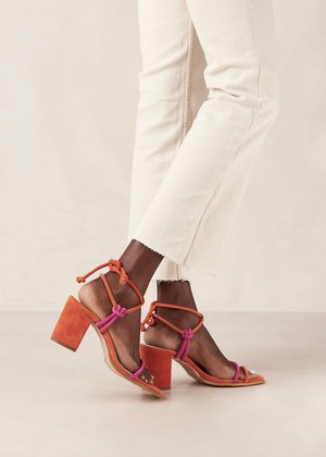 Grace Bicolor Magenta Orange Leather Sandals from Alohas