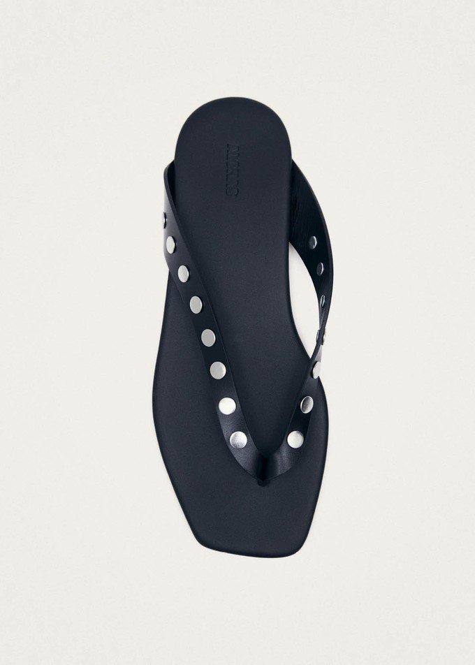 Ola Studs Black Leather Sandals from Alohas