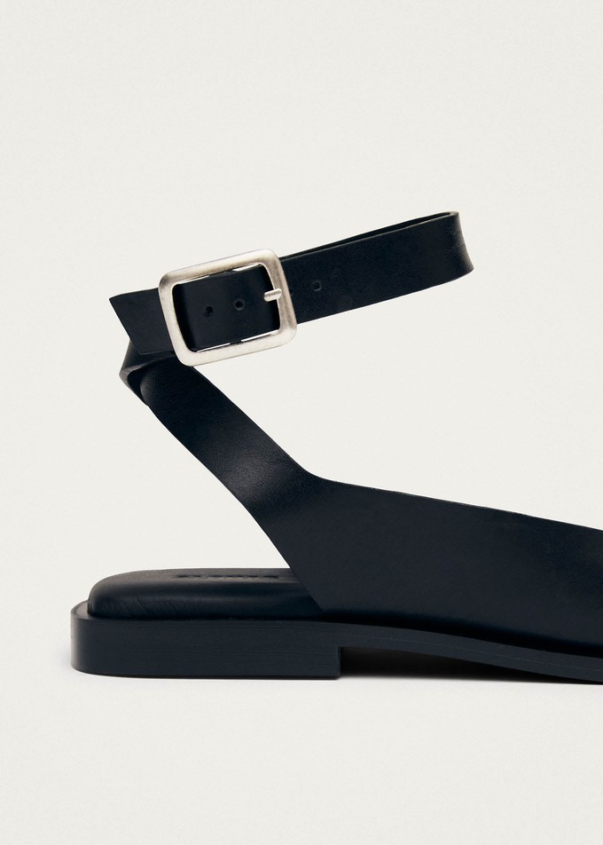 Tebas Black Leather Sandals from Alohas