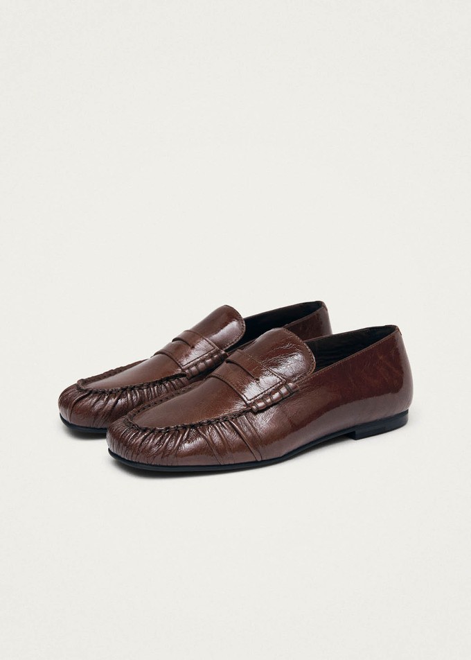 Aven Patent Brown Leather Loafers from Alohas