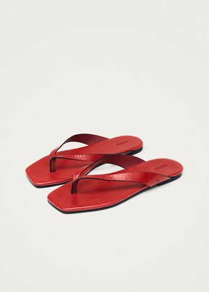 Ola Rift Red Leather Sandals from Alohas
