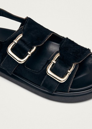 Harper Soft Black Leather Sandals from Alohas
