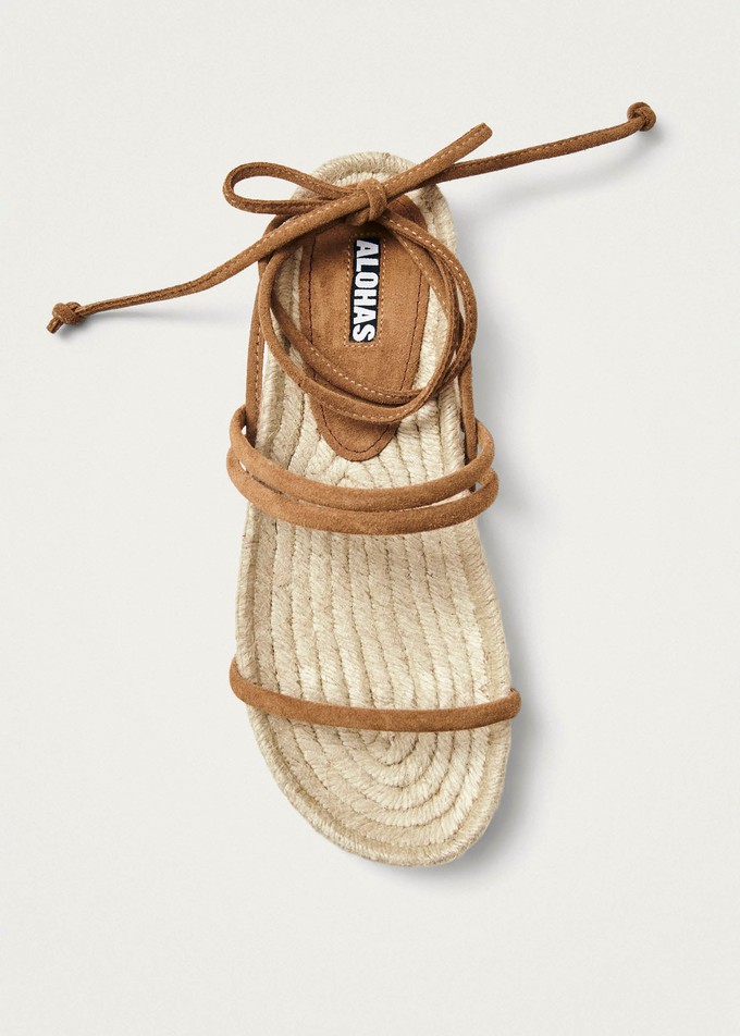 Rayna Suede Tan Leather Sandals from Alohas