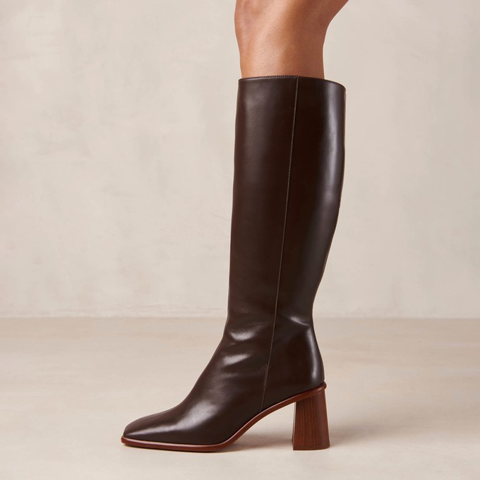 East Coffee Brown Leather Boots from Alohas