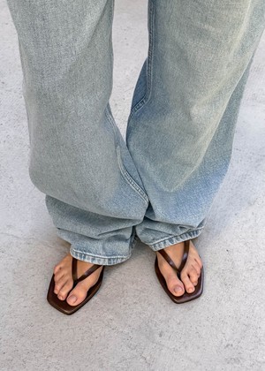Ola Rift Brown Leather Sandals from Alohas
