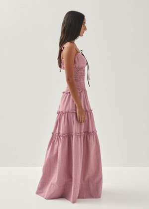 Masami Checks Burgundy Dress from Alohas