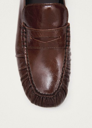 Aven Patent Brown Leather Loafers from Alohas