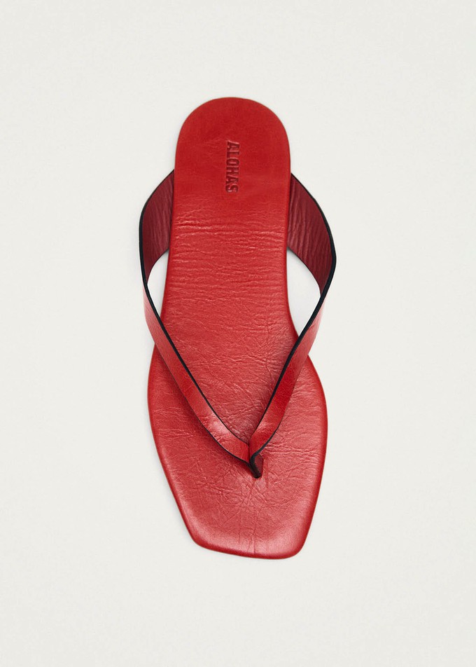 Ola Rift Red Leather Sandals from Alohas